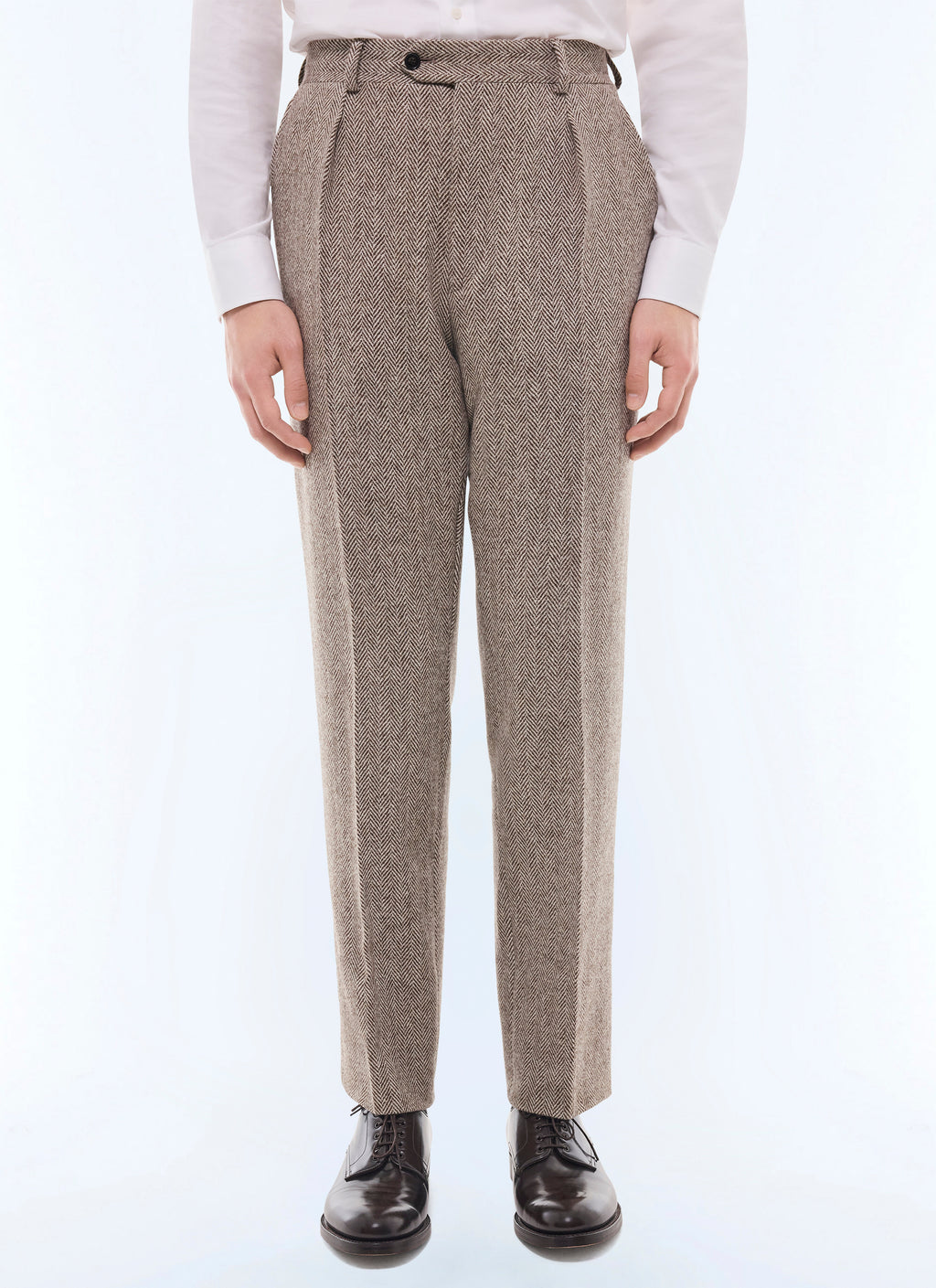 Pantalon À Plis À Chevrons - Marron