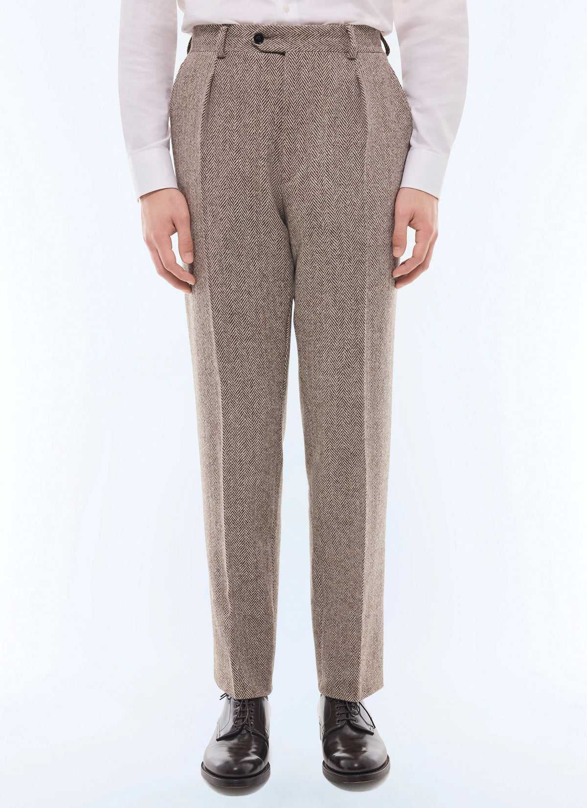 Pantalon À Plis À Chevrons - Marron