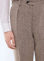 Pantalon À Plis À Chevrons - Marron