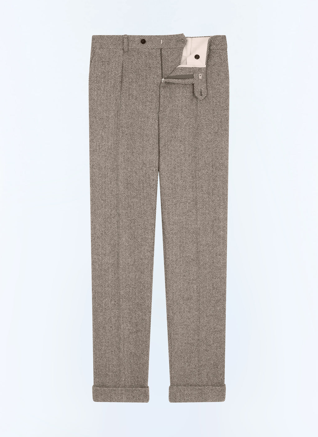 Pantalon À Plis À Chevrons - Marron