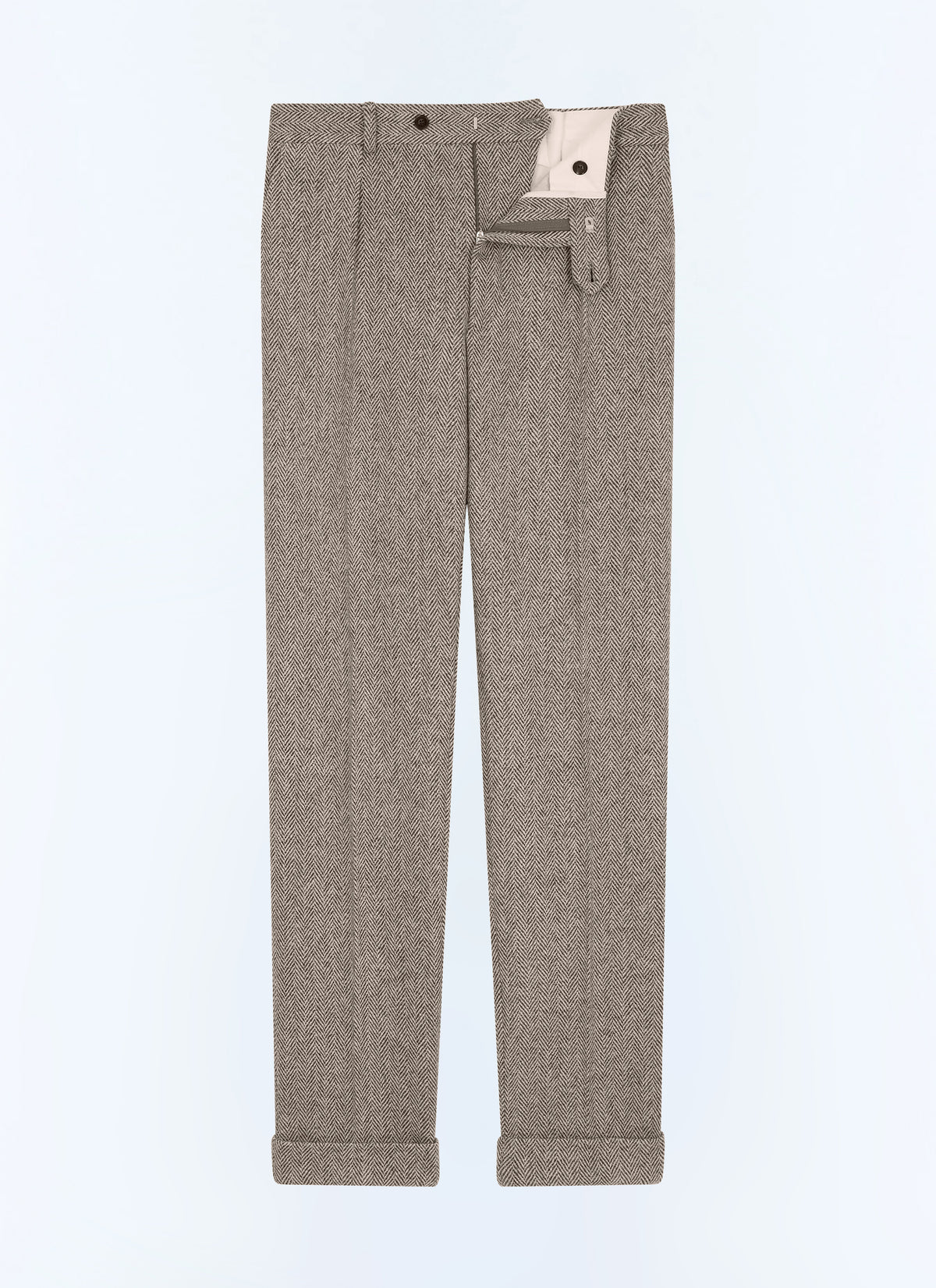 Pantalon À Plis À Chevrons - Marron