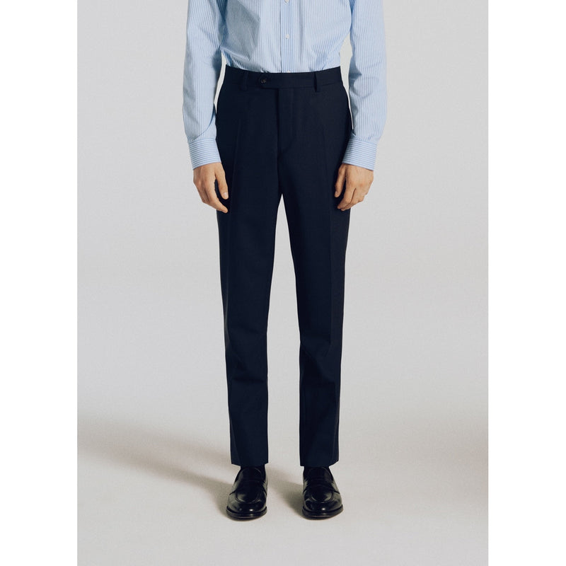 Fursac - Pantalón de traje de lona resistente a las arrugas - Azul marino