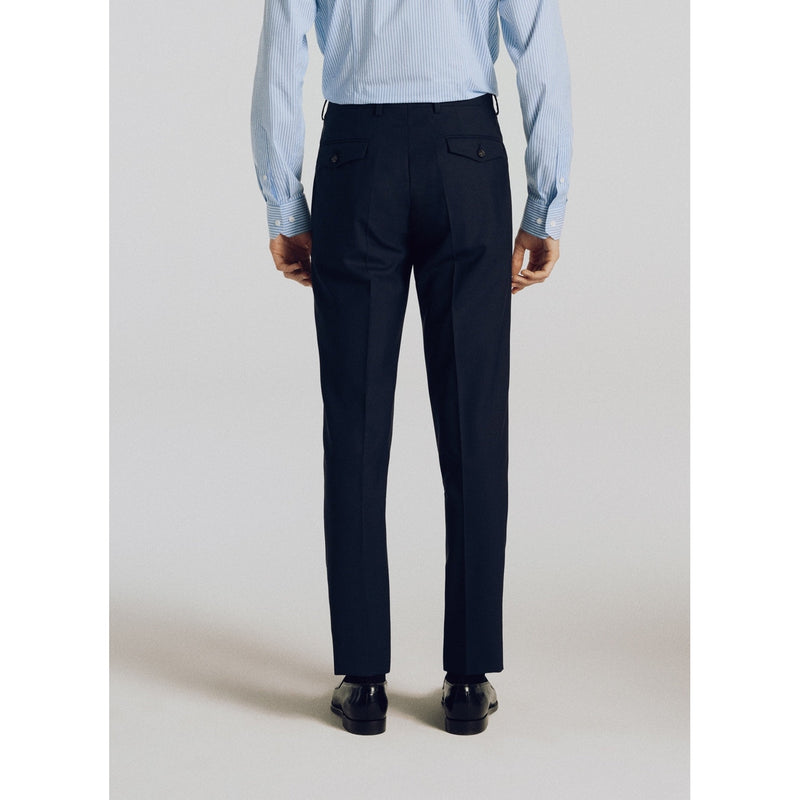 Fursac - Pantalón de traje de lona resistente a las arrugas - Azul marino