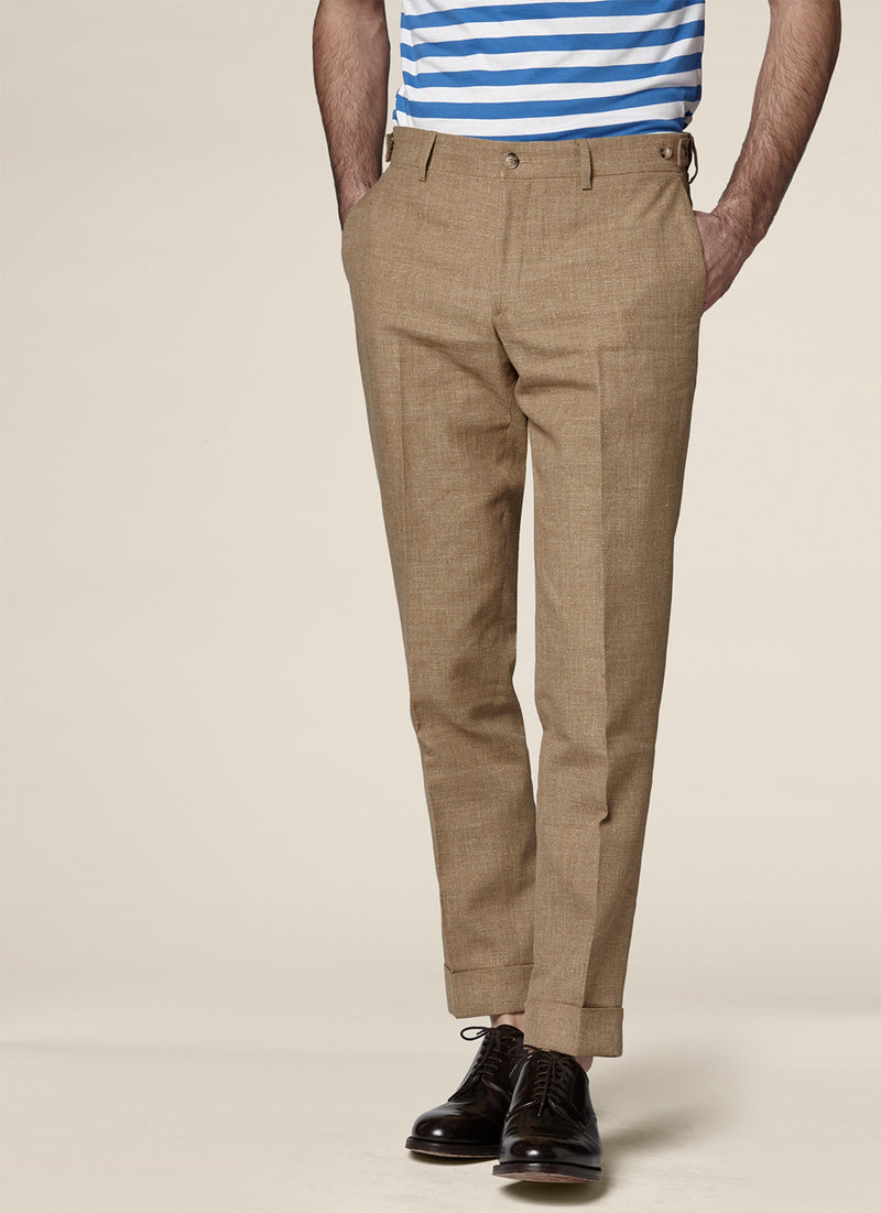 Pantalon Armuré Fantaisie Lin - Sable