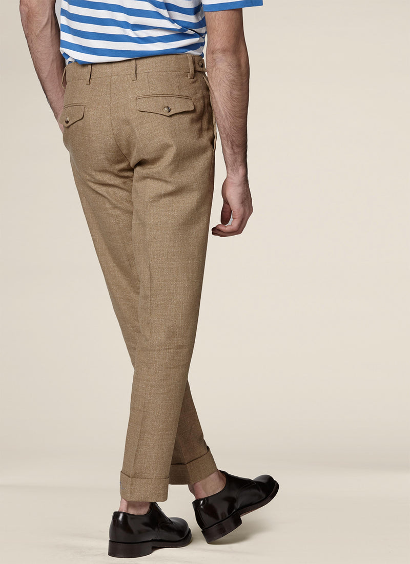 Pantalon Armuré Fantaisie Lin - Sable