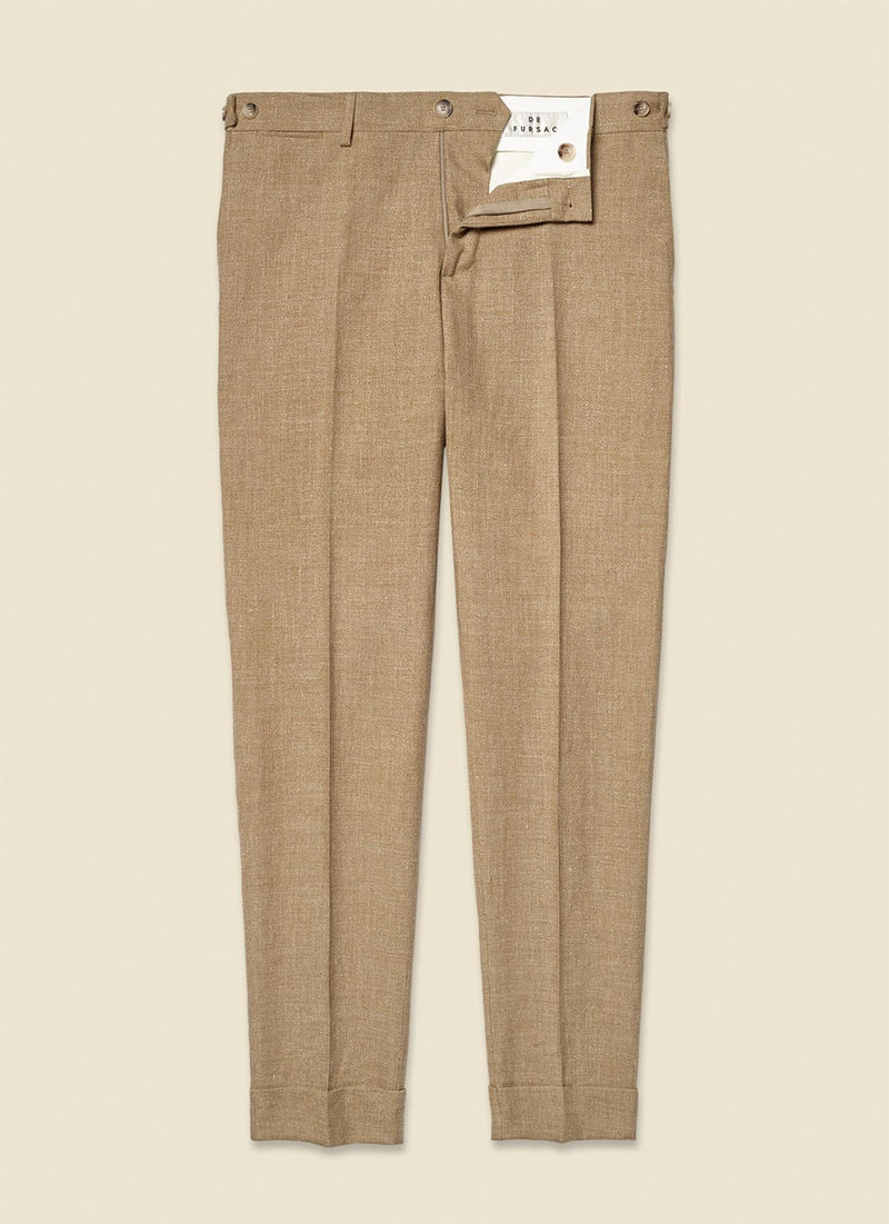 Pantalon Armuré Fantaisie Lin - Sable