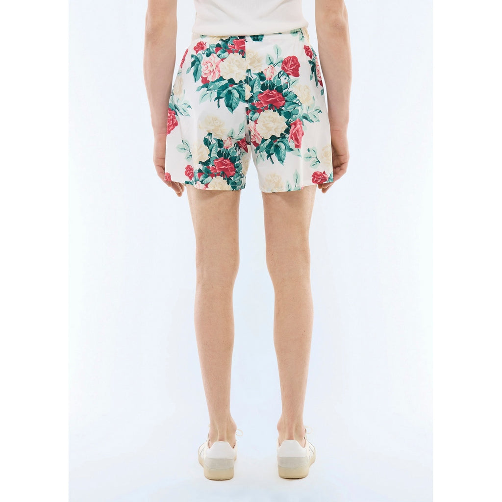 Short De Bain En Tissu Technique - Motif Floral Vert, Rose Et Blanc