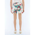 Short De Bain En Tissu Technique - Motif Floral Vert, Rose Et Blanc