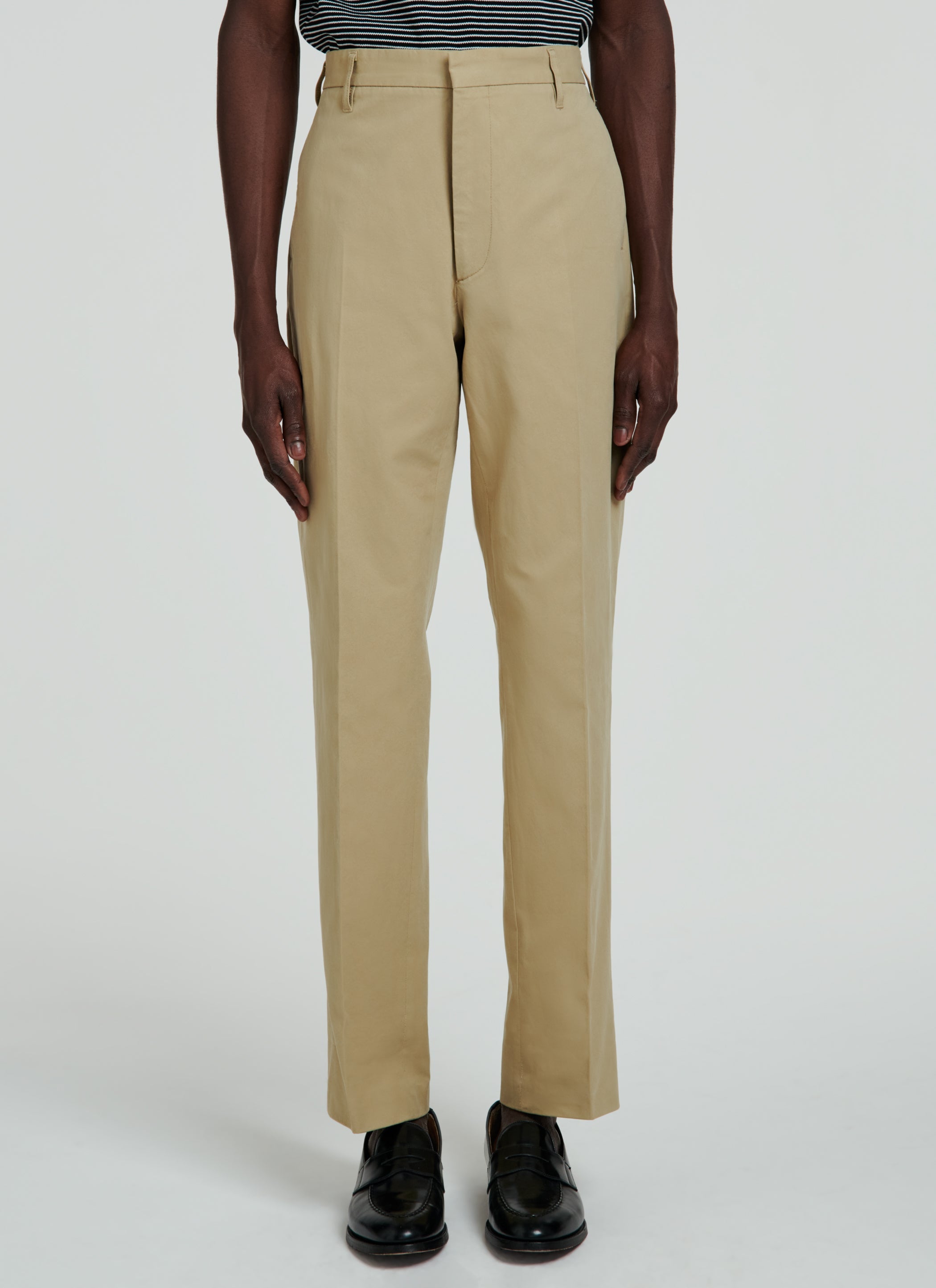 Fursac - Pantalón Chino Ancho De Gabardina De Algodón - Beige