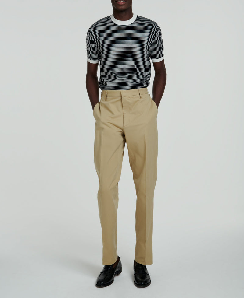 Fursac - Pantalon Chino Large En Gabardine De Coton - Beige
