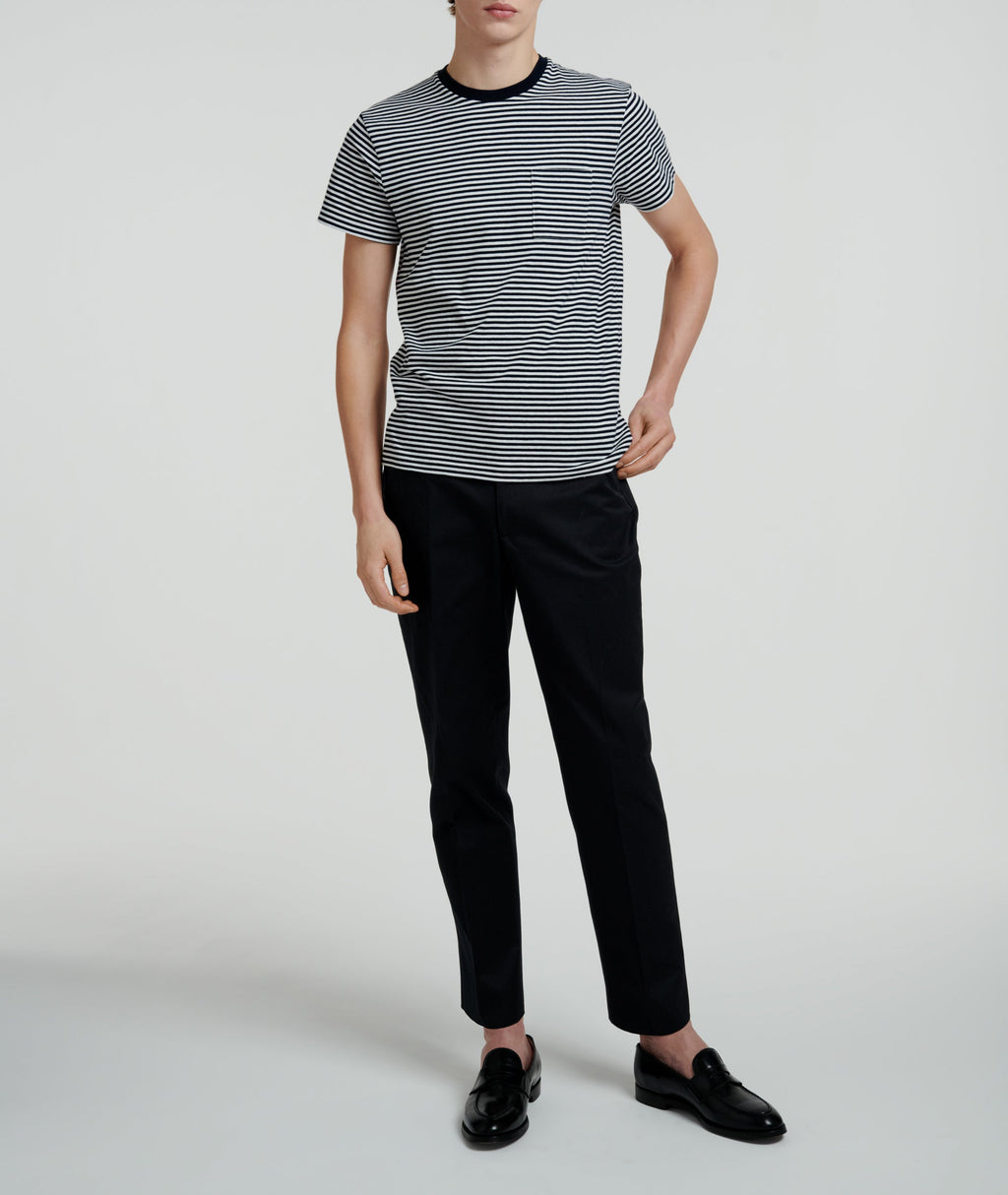 Fursac - Pantalón chino ancho de gabardina de algodón - Negro - Hombre