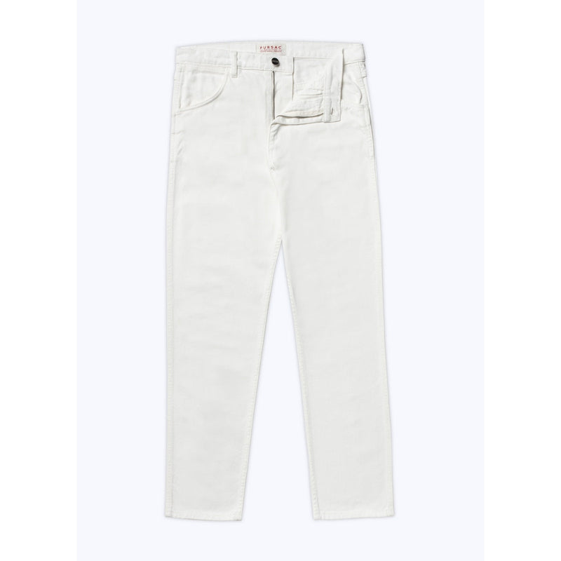 Pantalon 5 Poches En Serge De Coton - Blanc