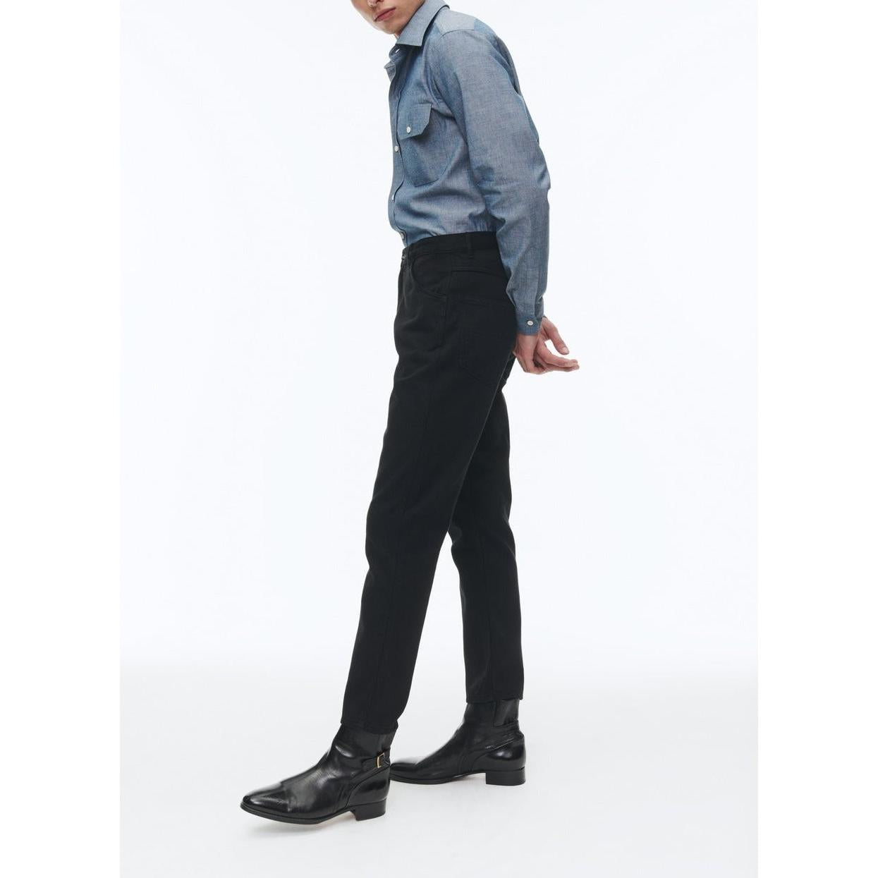 5-Pocket Trousers In Black Cotton Serge - Black