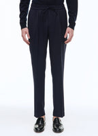 Fursac - Pantalón De Lona De Lana Elástica - Azul Carbón - Hombre