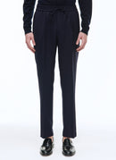 Fursac - Pantalón De Lona De Lana Elástica - Azul Carbón - Hombre