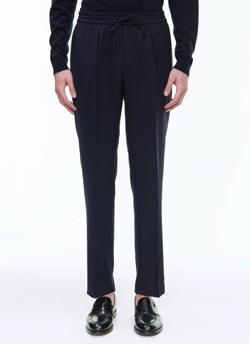 Fursac - Pantalón De Lona De Lana Elástica - Azul Carbón - Hombre