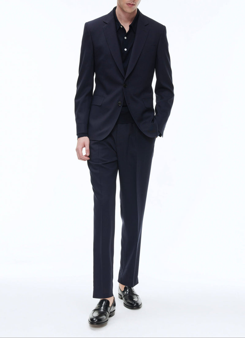 Fursac - Pantalón De Lona De Lana Elástica - Azul Carbón - Hombre