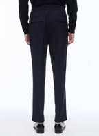 Fursac - Pantalón De Lona De Lana Elástica - Azul Carbón - Hombre