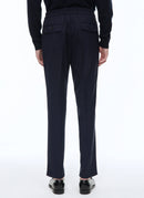 Fursac - Pantalón De Lona De Lana Elástica - Azul Carbón - Hombre
