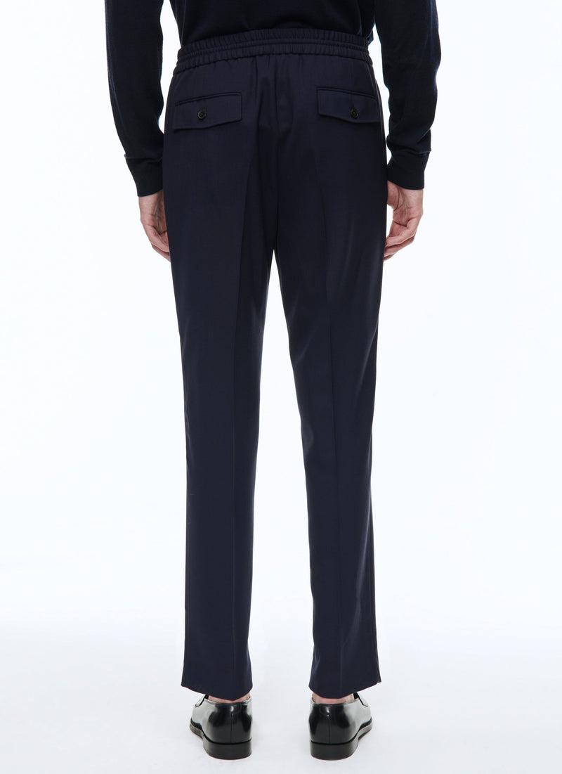 Fursac - Pantalón De Lona De Lana Elástica - Azul Carbón - Hombre