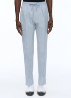 Fursac - Pantalón De Seersucker De Lana Elástica - Zafiro - Hombre