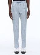Fursac - Pantalón De Seersucker De Lana Elástica - Zafiro - Hombre