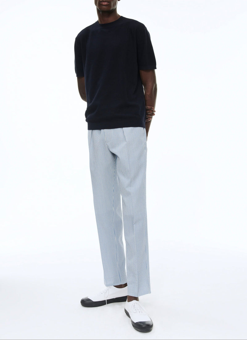 Fursac - Pantalón De Seersucker De Lana Elástica - Zafiro - Hombre