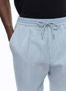 Fursac - Pantalón De Seersucker De Lana Elástica - Zafiro - Hombre