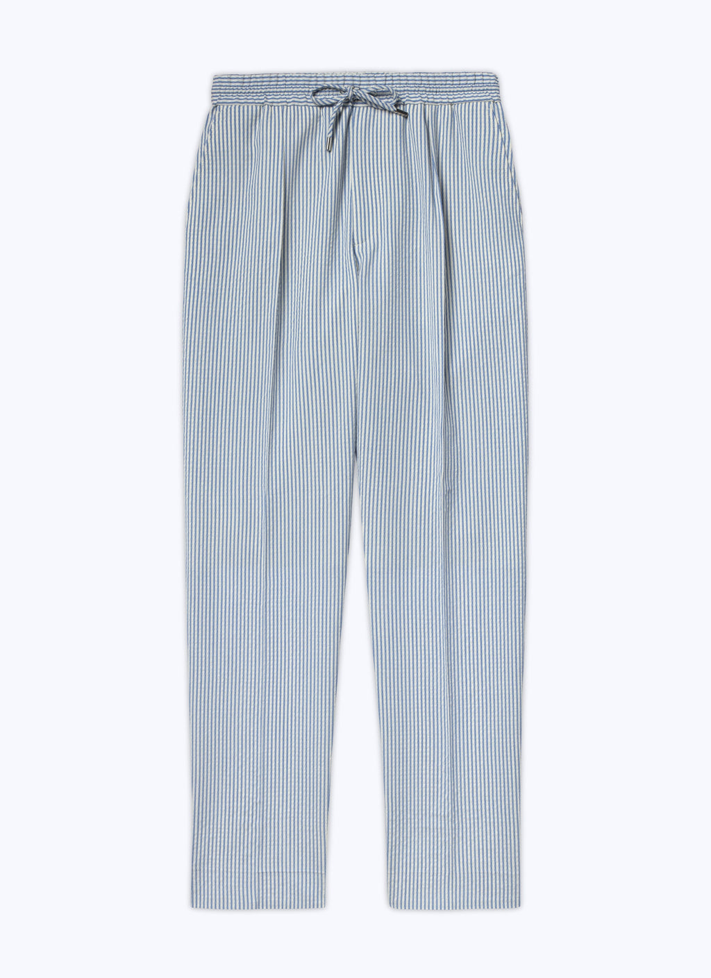 Fursac - Pantalón De Seersucker De Lana Elástica - Zafiro - Hombre