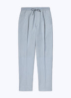 Fursac - Pantalón De Seersucker De Lana Elástica - Zafiro - Hombre