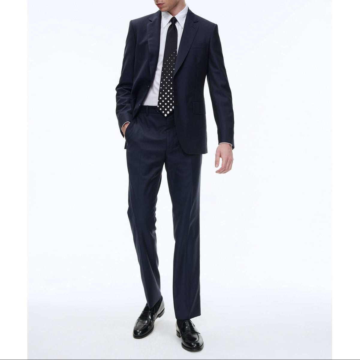 Pantalón de traje Serge liso azul marino - Carbón