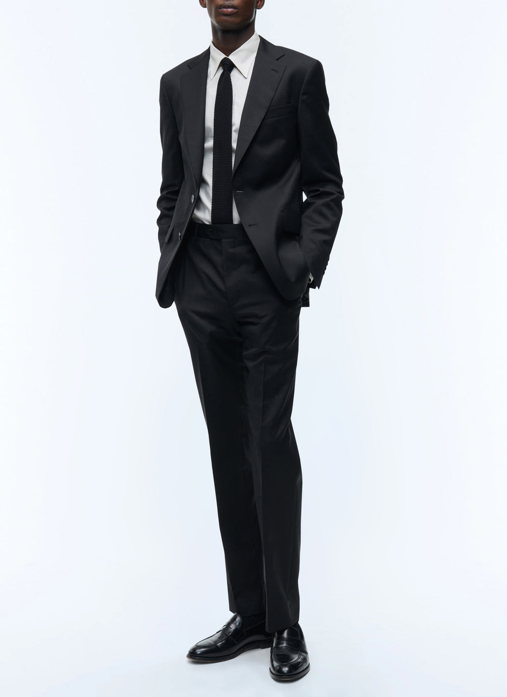Pantalon De Costume En Serge Unie - Noir