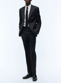 Pantalon De Costume En Serge Unie - Noir