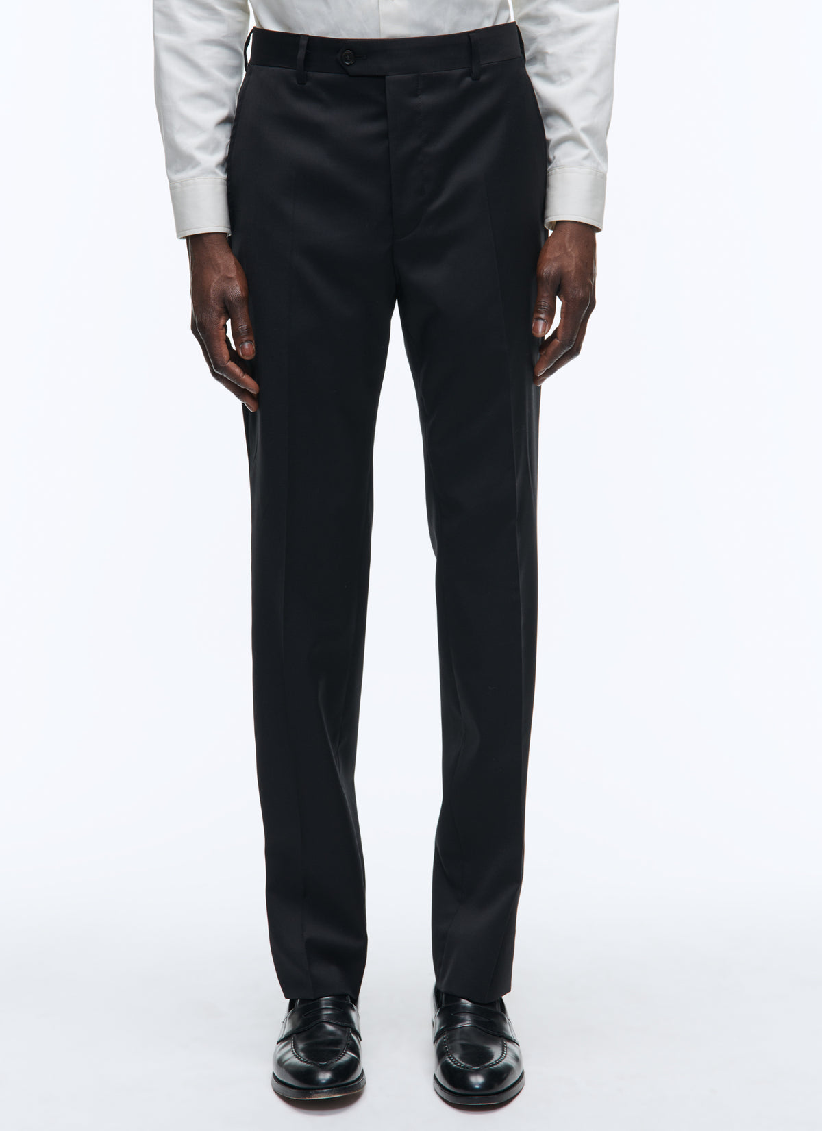 Pantalon De Costume En Serge Unie - Noir