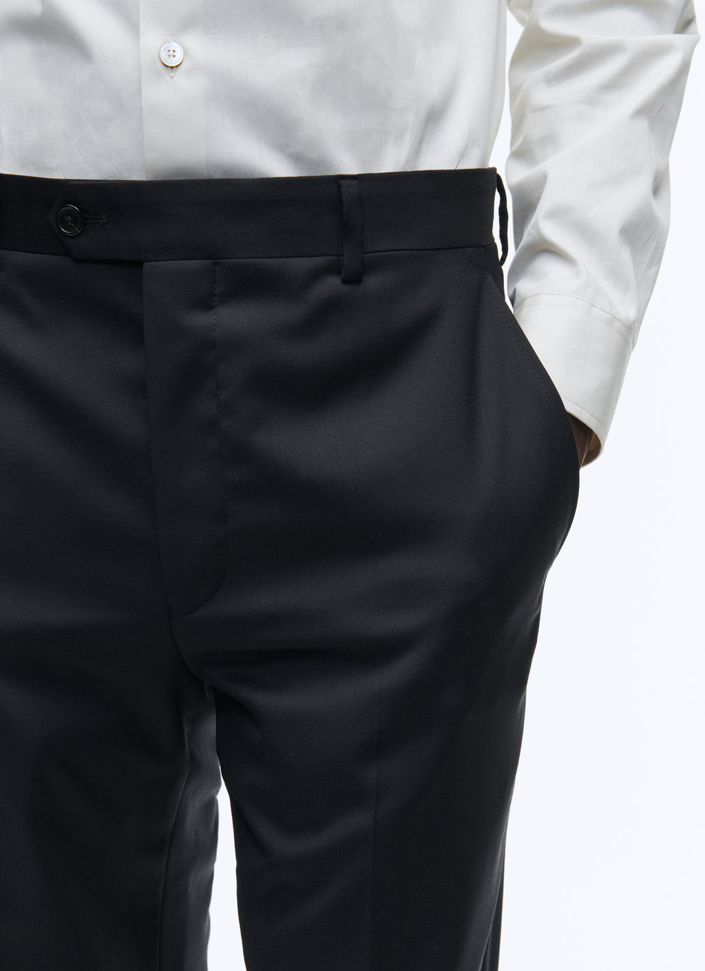 Pantalon De Costume En Serge Unie - Noir