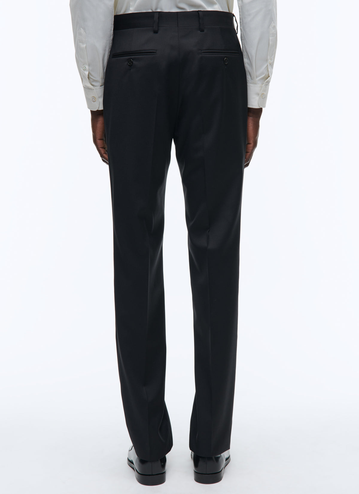 Pantalon De Costume En Serge Unie - Noir