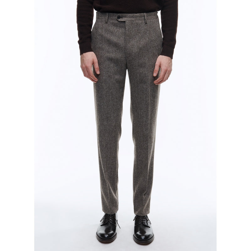 Fursac - Taupe Wool Carded Herringbone Trousers - Taupe