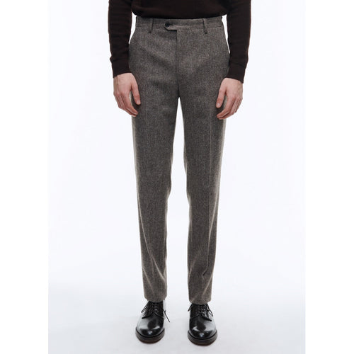 Fursac - Pantalon En Laine Cardée À Chevrons - Taupe