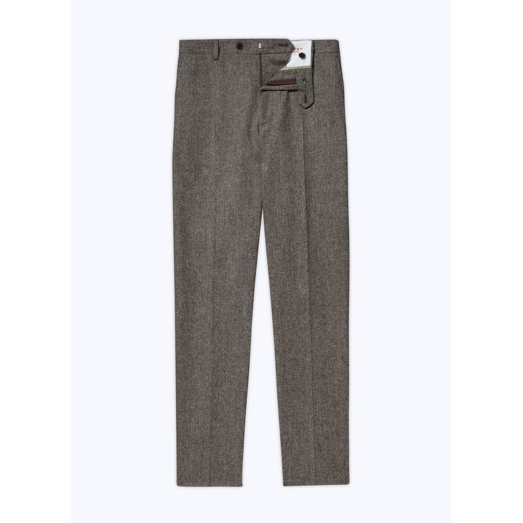 Fursac - Herringbone Carded Wool Trousers - Taupe