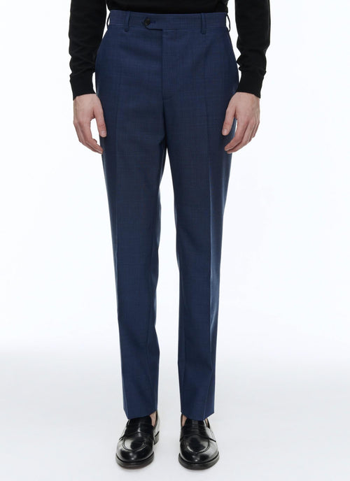 Fursac - Pantalón De Traje De Lana Azul Con Microdiseño - Zafiro - Hombre