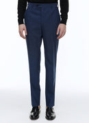 Fursac - Blue Wool Pants with Micro Pattern