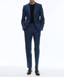 Fursac - Pantalón De Traje De Lana Azul Con Microdiseño - Zafiro - Hombre