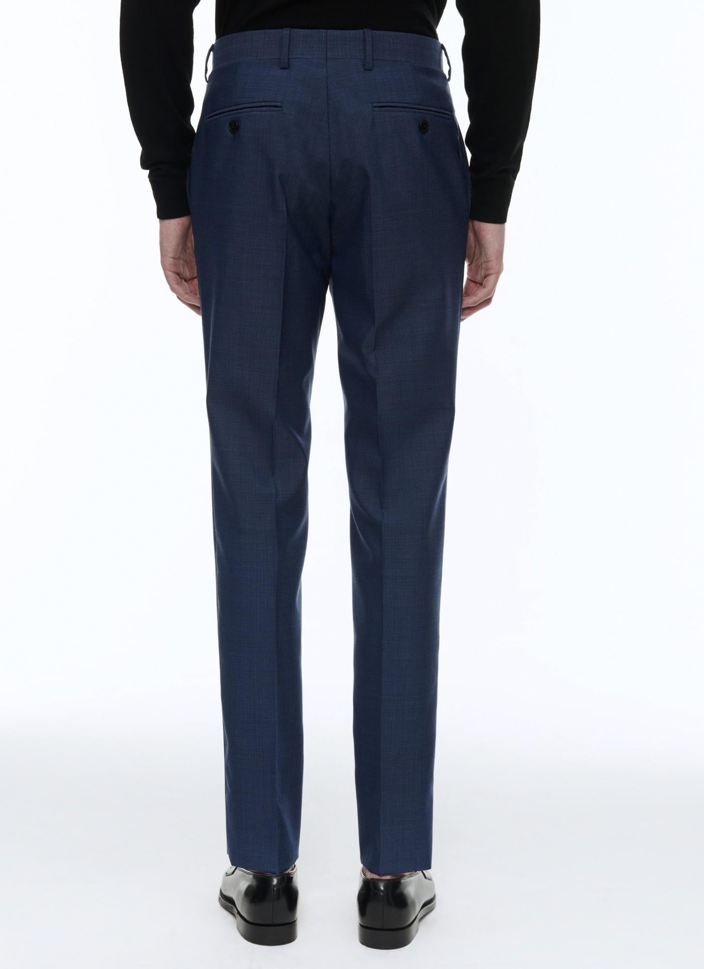 Fursac - Pantalón De Traje De Lana Azul Con Microdiseño - Zafiro - Hombre