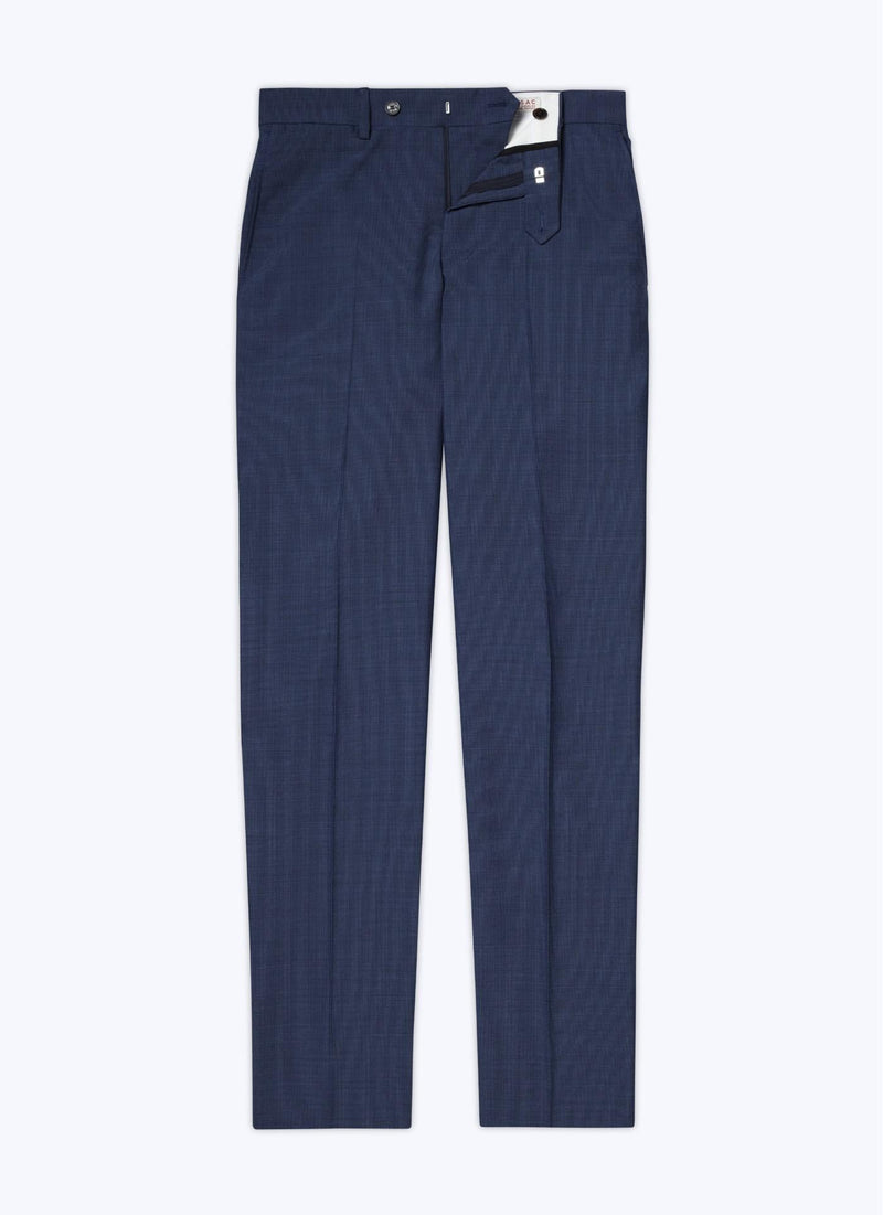 Fursac - Pantalón De Traje De Lana Azul Con Microdiseño - Zafiro - Hombre
