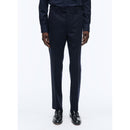 Pantalon En Flanelle De Laine Armurée - Marine