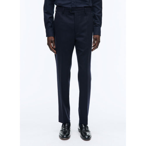 Fursac - Pantalon En Flanelle De Laine Armurée - Marine