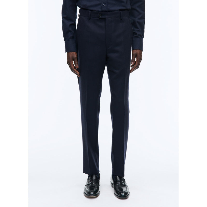 Pantalon En Flanelle De Laine Armurée - Marine