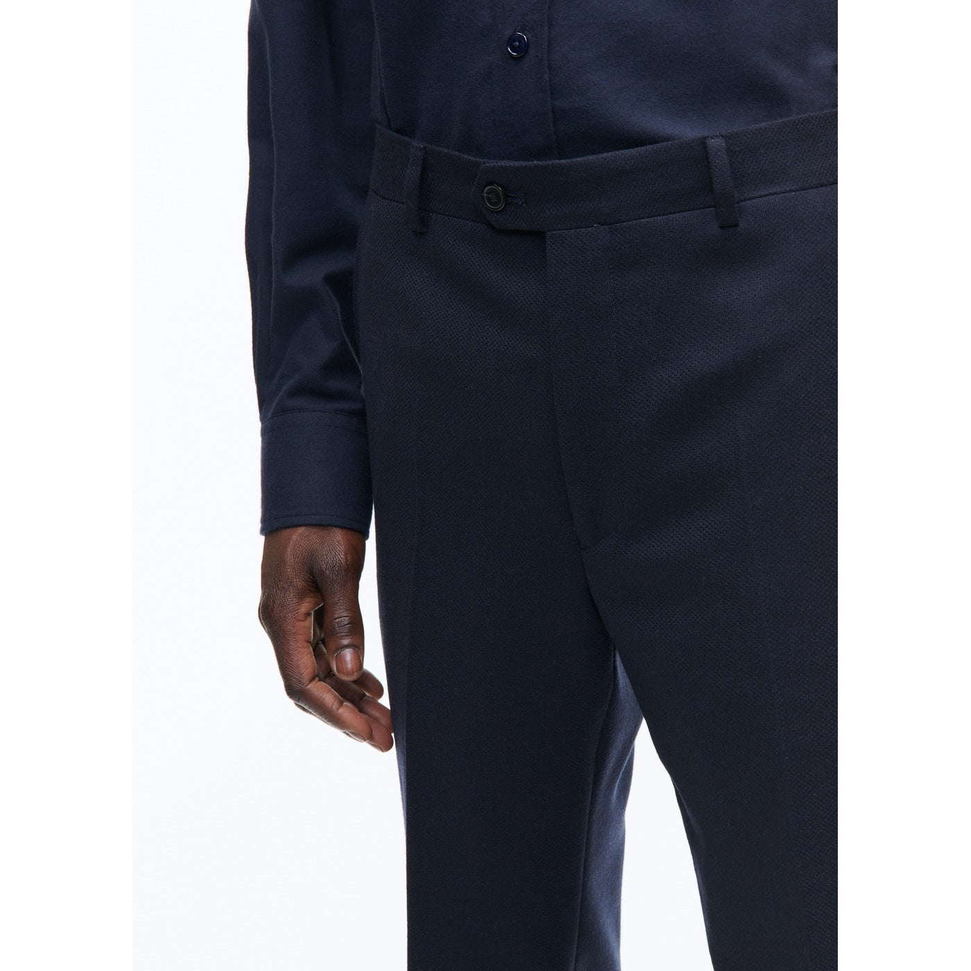 Pantalones de franela de lana tejida - Azul marino