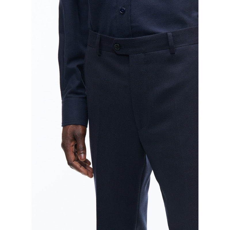 Pantalon En Flanelle De Laine Armurée - Marine