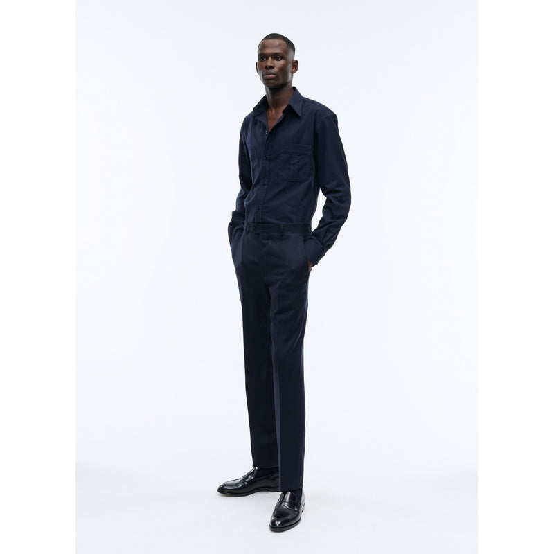 Fursac - Navy Blue Woven Wool Flannel Trousers